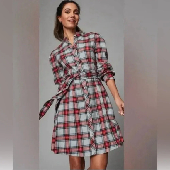UNTUCKit for Her Harrison Red Plaid Button Up Shirt Dress Holiday Size 4 - Picture 3 of 12